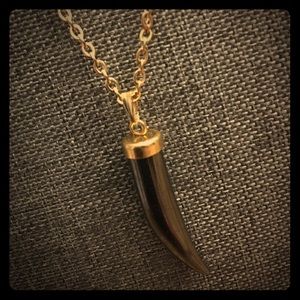 Natural Hematite Stone Crystal Horn Tusk Pendant Necklace Design * FREE S/H *